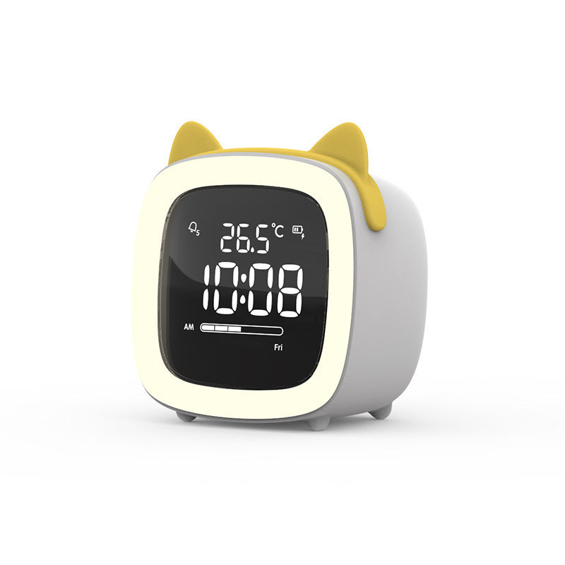 Cross-border new cute pet TV alarm clock creative student lazy dormitory digital clock USB charging student alarm clock alfamoba