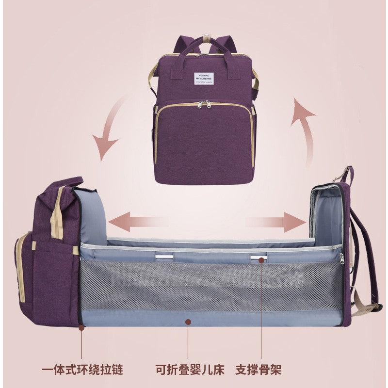 Cross-border new bed bag one mummy bag going out handbag mother and baby bag portable multi-functional mother bag backpack alfamoba