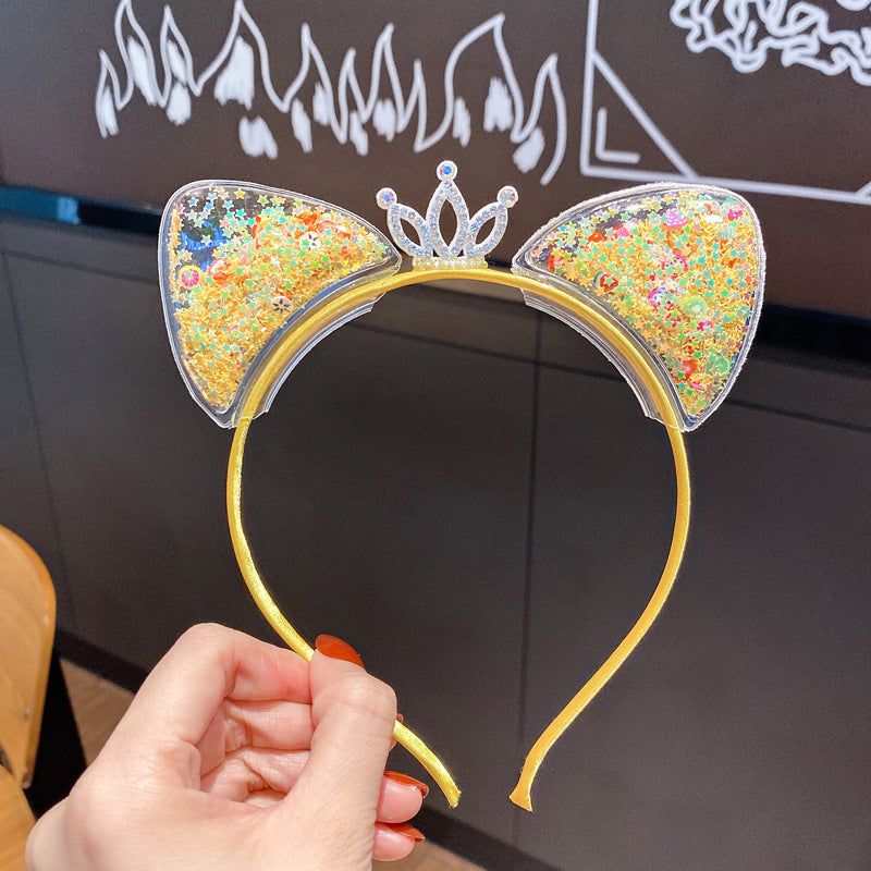 Korean version of the cute cat ear hair band female net red dragonfly crown pressure hair children's headband Korean princess hair decoration fairy alfamoba