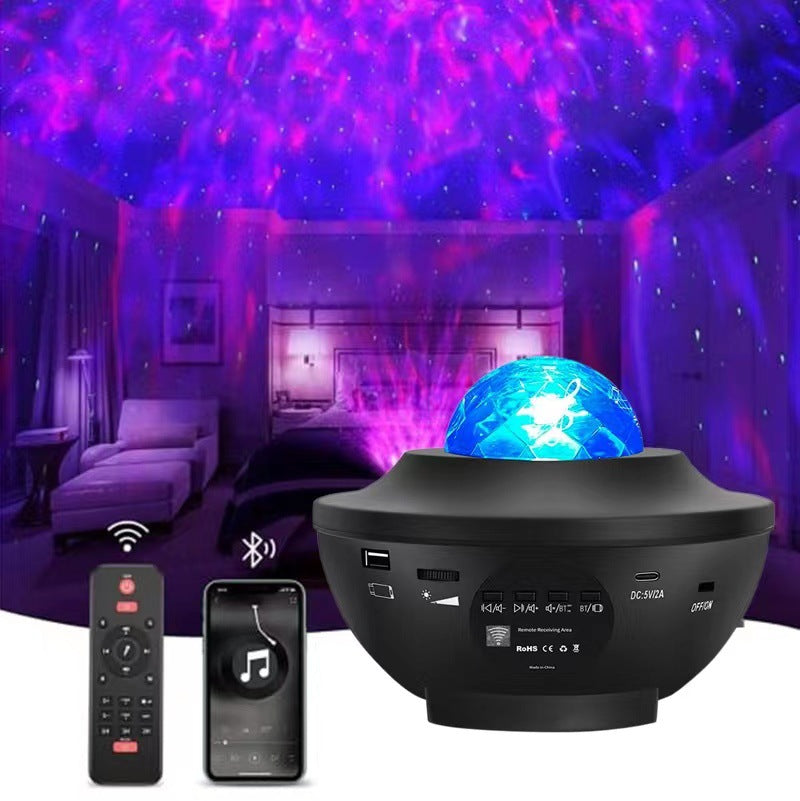 Starry Sky Projection Light Bluetooth Music Light Full Sky Star Water Pattern Light Laser Laser Flash Atmosphere Projection Light Starry Sky Light alfamoba