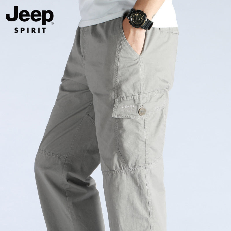 Jeep casual pants men's summer thin section 2021 loose straight men's business casual trousers new men's trousers alfamoba