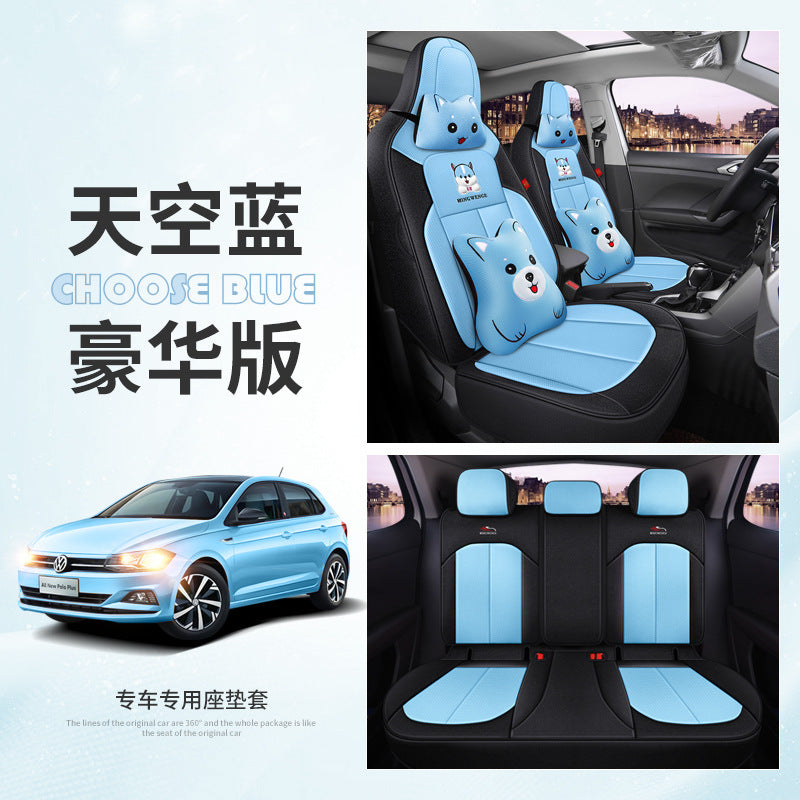 New special car custom applicable to Volkswagen POLO cartoon car seat belt breathable full package special car seat cover alfamoba