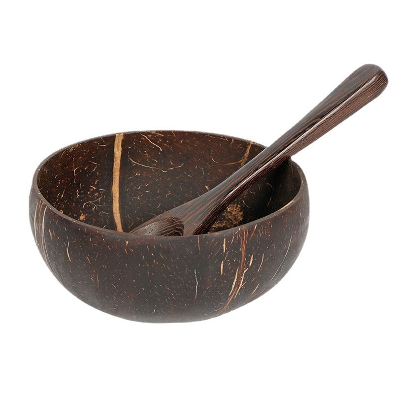 Coconut shell bowl natural old coconut shell tableware rice bowl wooden nuts fruit salad storage bowl decorations can be engraved alfamoba