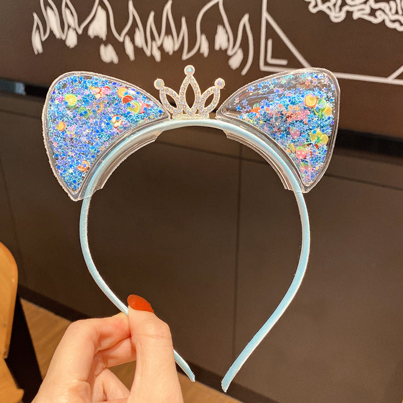 Korean version of the cute cat ear hair band female net red dragonfly crown pressure hair children's headband Korean princess hair decoration fairy alfamoba