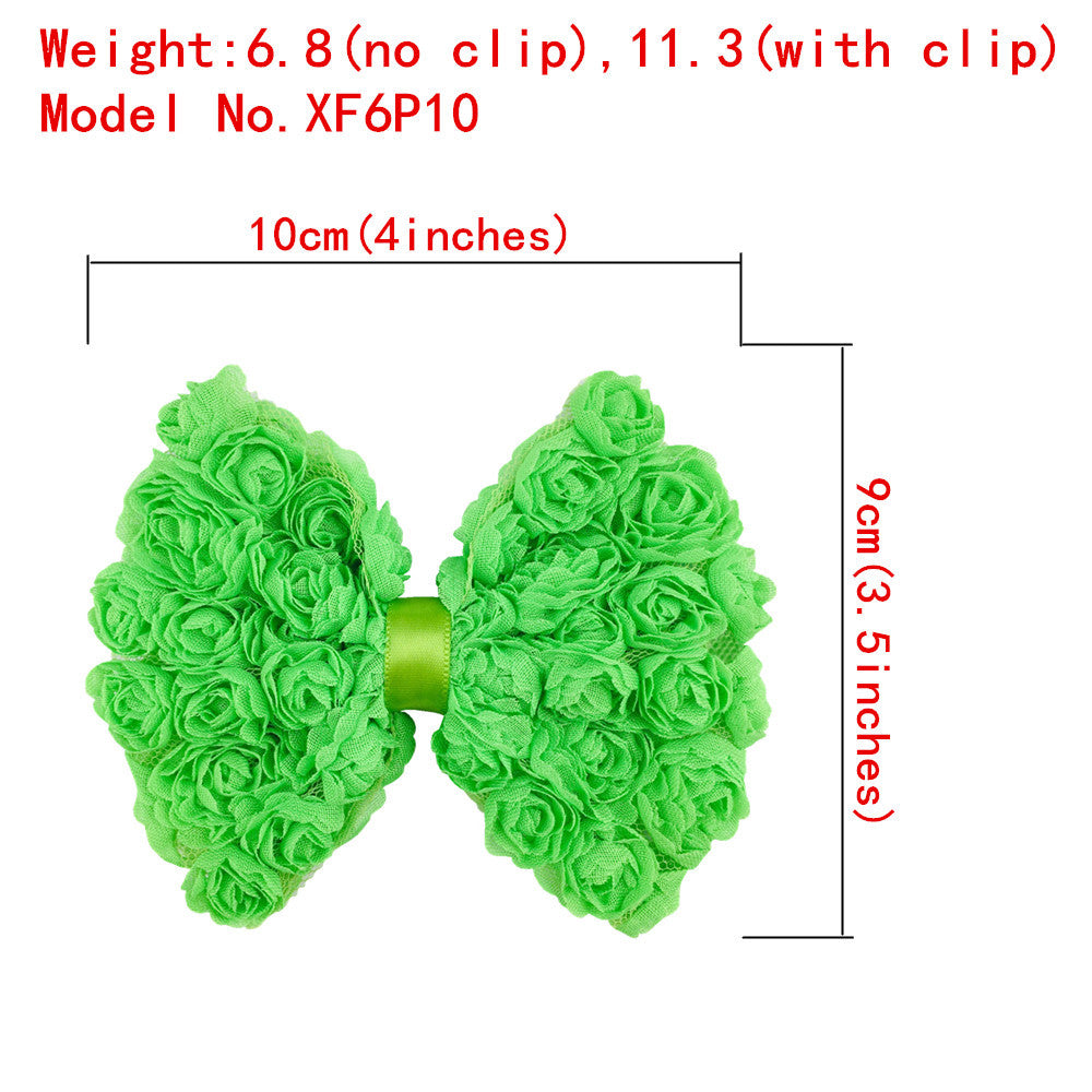 Medium 10cm Stereo Rose Chiffon Bow 6 Row Lace Bow DIY Children's Head Flower Ornament alfamoba