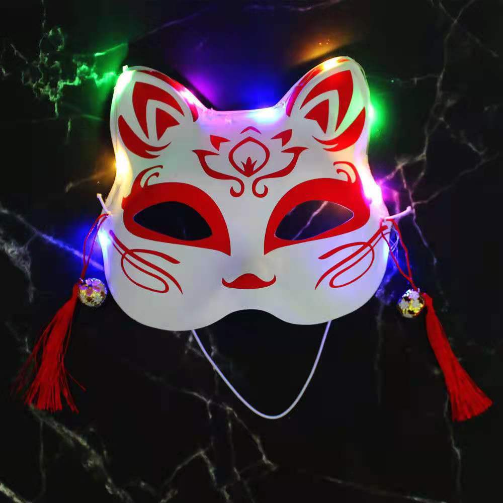 Glowing fox cat mask female shake ancient wind painted masquerade Halloween half face fox mask wholesale alfredo.barrella7