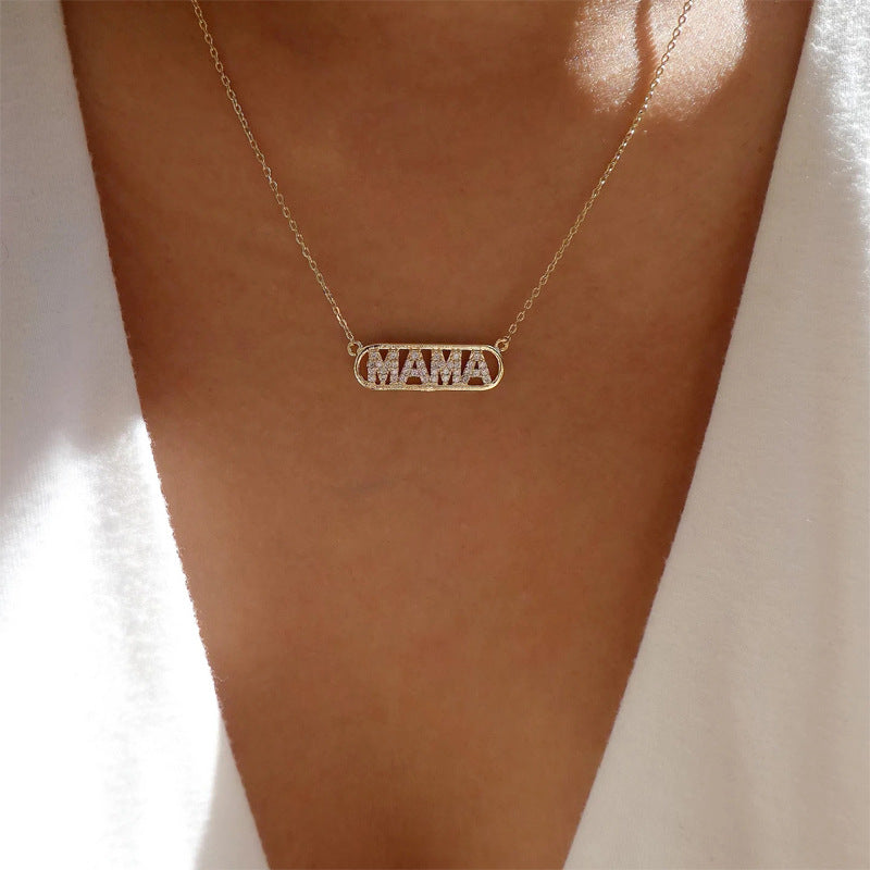 European and American cross-border jewelry fashion personality 2022 summer new letter mother mama necklace simple and versatile alfamoba