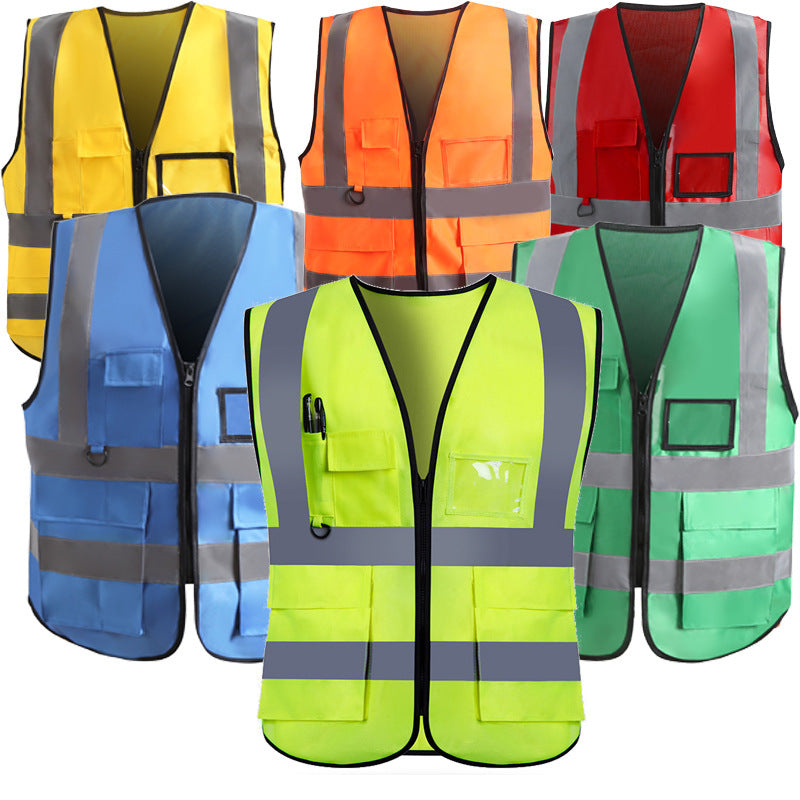 Factory direct supply of sanitation workers night reflective jacket multi-pocket reflective vest vest night riding reflective clothing alfamoba