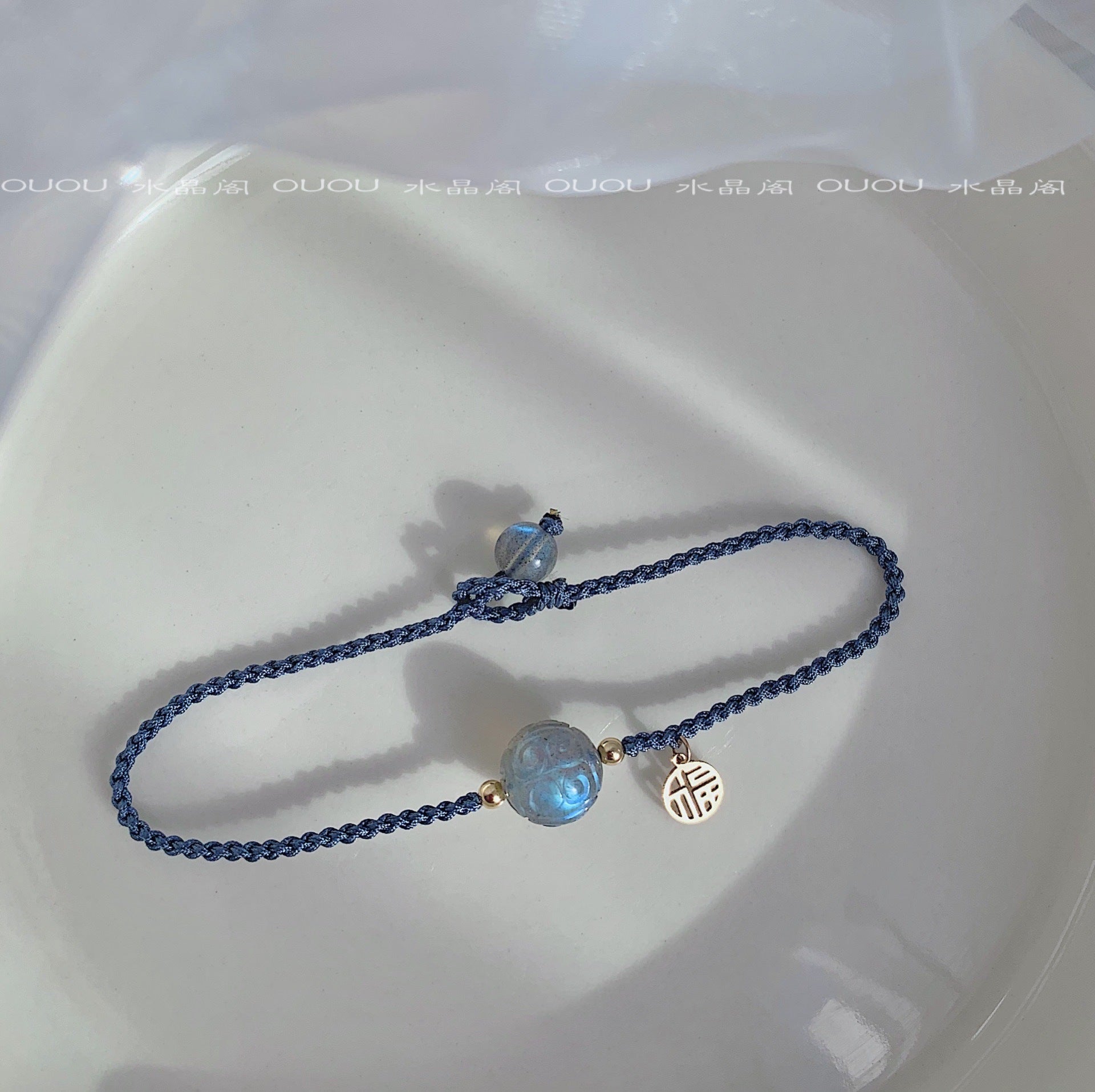 Blue Moon Stone Crystal Crystal Beads Woven Hand Conditioning Couple Bracelet Gift Blue Jewelry Temperature Design alfamoba