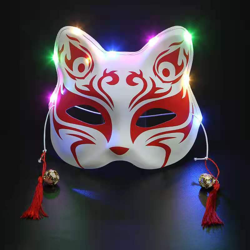 Glowing fox cat mask female shake ancient wind painted masquerade Halloween half face fox mask wholesale alfredo.barrella7