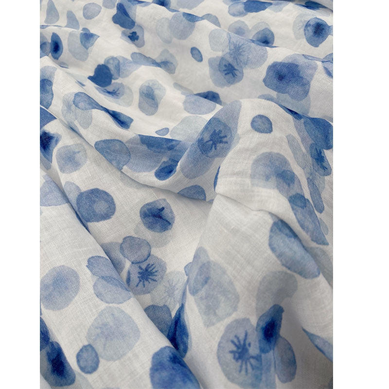 Watercolor ice blue halo printing bachelor A word long section skirt 2021 summer new skirt alfamoba