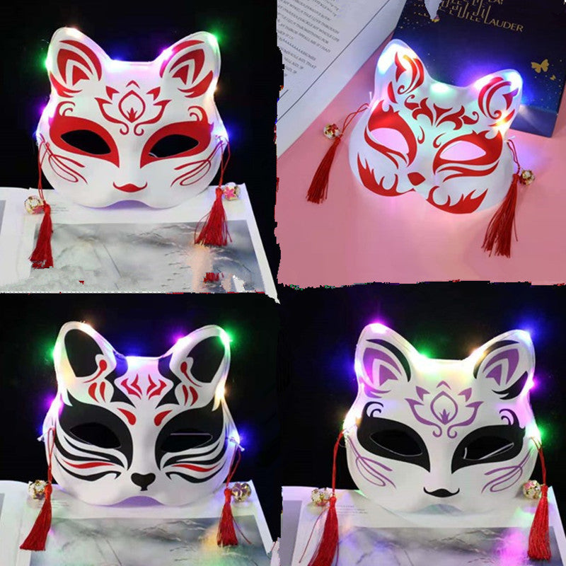 Glowing fox cat mask female shake ancient wind painted masquerade Halloween half face fox mask wholesale alfredo.barrella7