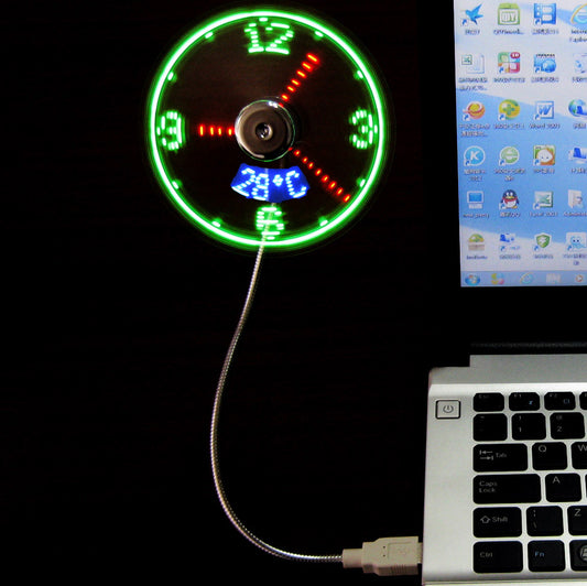 Peculiar led smart clock fan with temperature display real time usb flash word luminous fan alfamoba