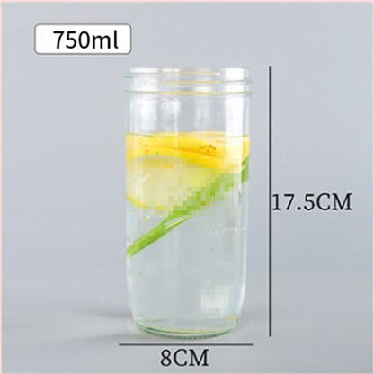 Beverage cup thickened glass bottle water cup wholesale net mahogany cover mason cup cold drink oat juice coffee cup alfamoba