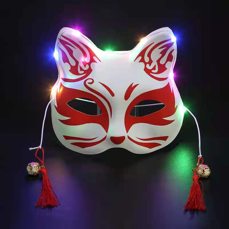 Glowing fox cat mask female shake ancient wind painted masquerade Halloween half face fox mask wholesale alfredo.barrella7