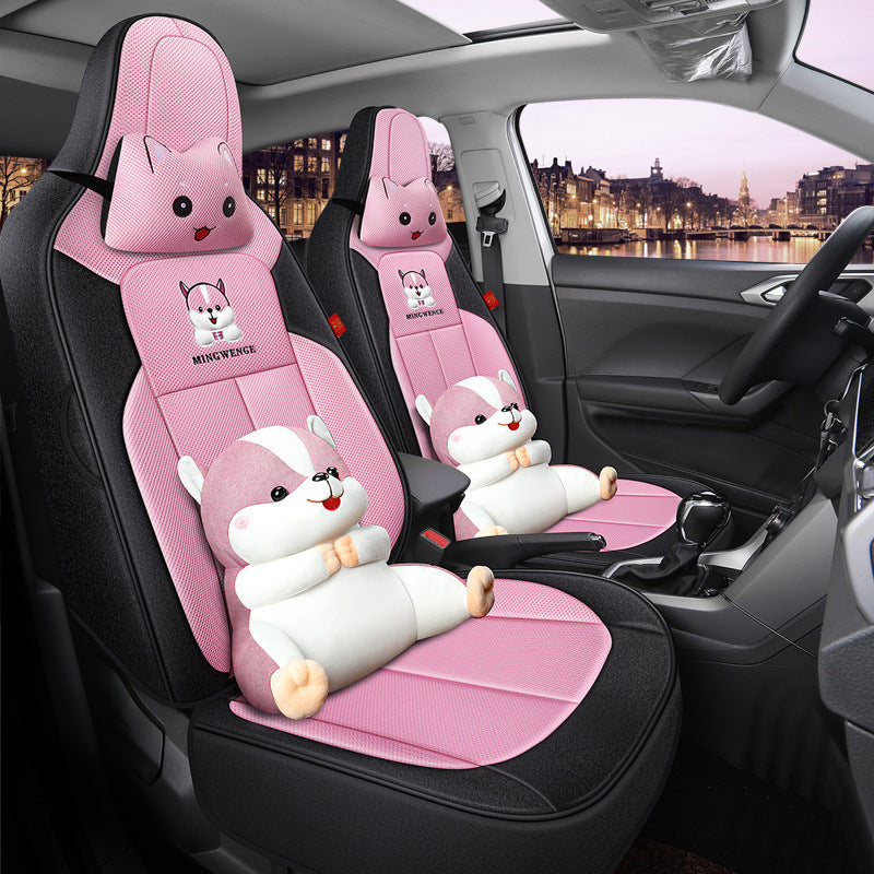 New special car custom applicable to Volkswagen POLO cartoon car seat belt breathable full package special car seat cover alfamoba