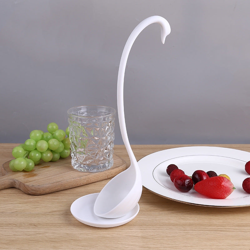 New Swan Shaped Ladle White / Black Ladle Special Design Vertical Swan Spoon Useful Kitchen + Saucer Cooking Tool Wholesale alfamoba