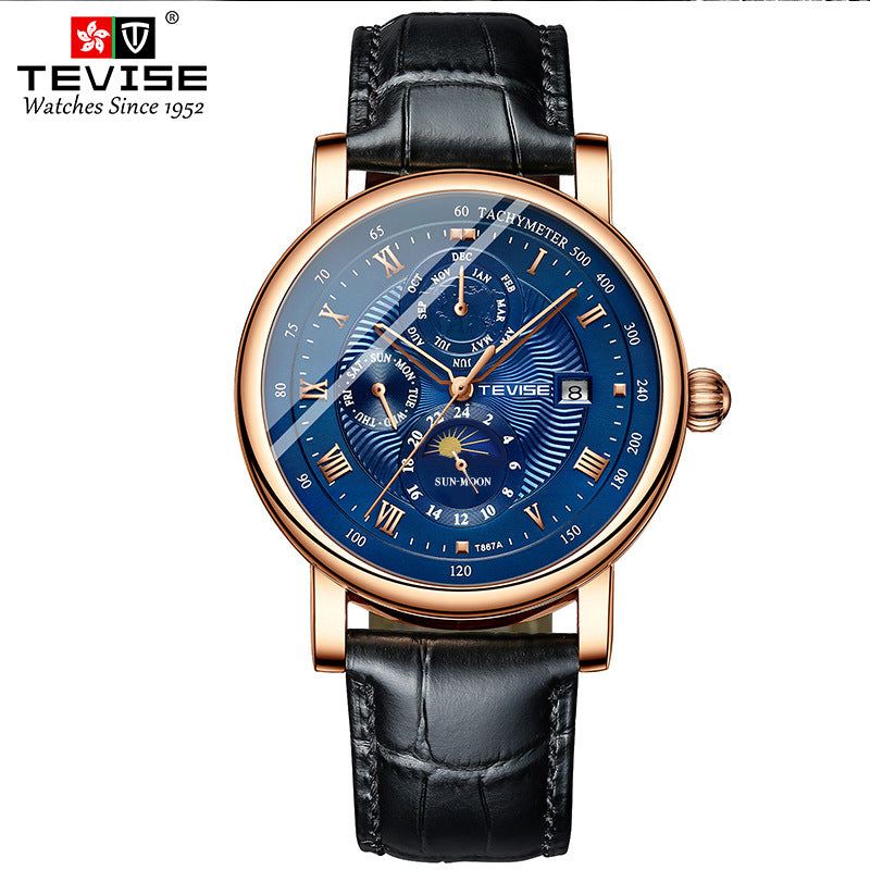 Text mechanical watch luxury high-end waterproof business form network red explosion models with men's watch mechanical watch men alfamoba