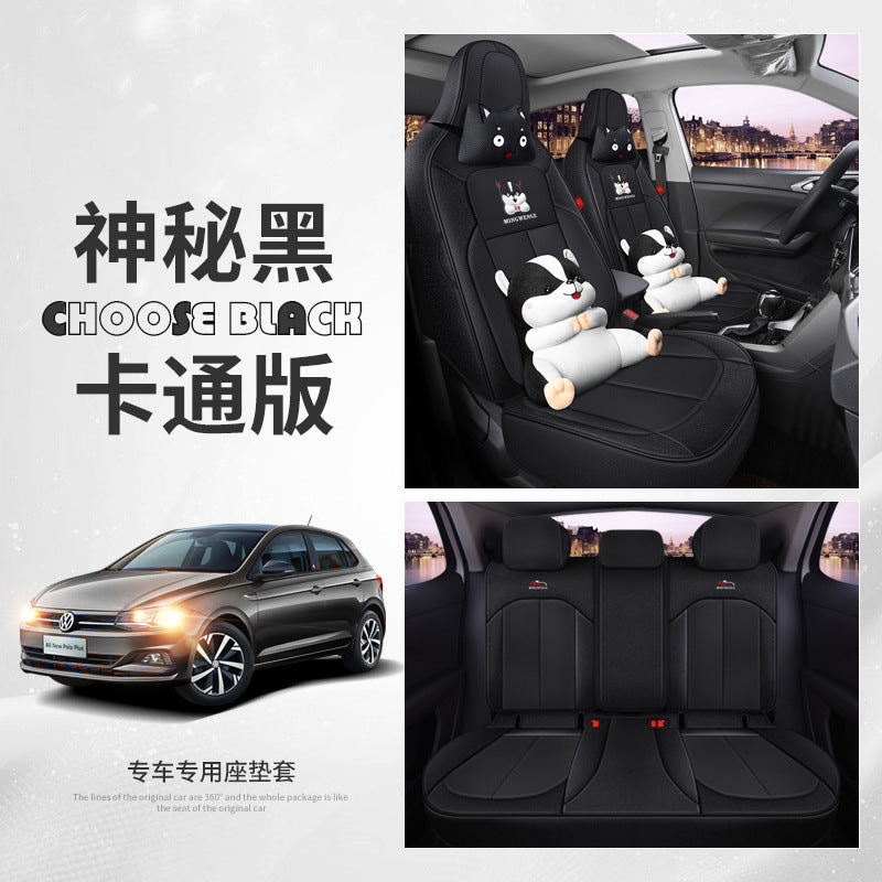 New special car custom applicable to Volkswagen POLO cartoon car seat belt breathable full package special car seat cover alfamoba