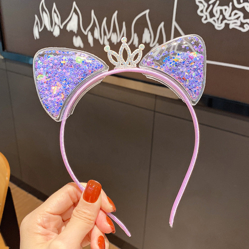 Korean version of the cute cat ear hair band female net red dragonfly crown pressure hair children's headband Korean princess hair decoration fairy alfamoba