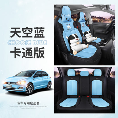 New special car custom applicable to Volkswagen POLO cartoon car seat belt breathable full package special car seat cover alfamoba