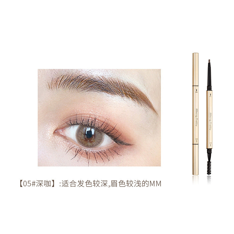 Electroplating small gold bars eyebrow pencil double small gold chopsticks triangular eyebrow pen waterproof lasting non-detail fine head beginners students alfamoba