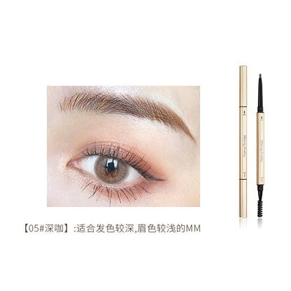 Electroplating small gold bars eyebrow pencil double small gold chopsticks triangular eyebrow pen waterproof lasting non-detail fine head beginners students alfamoba