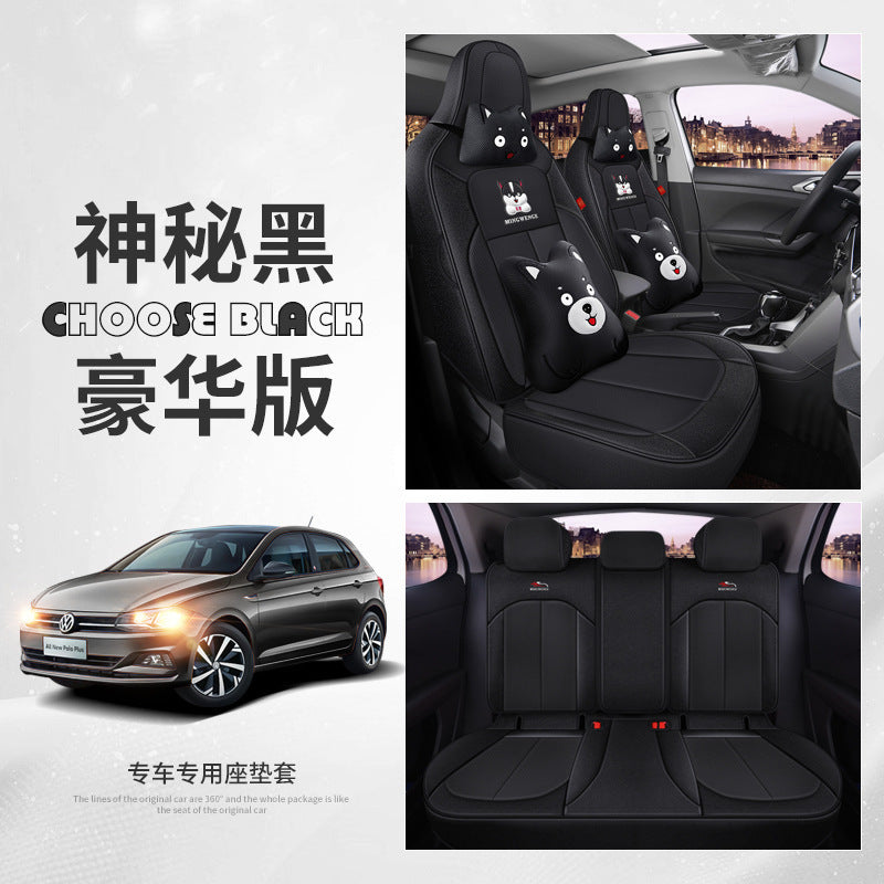 New special car custom applicable to Volkswagen POLO cartoon car seat belt breathable full package special car seat cover alfamoba