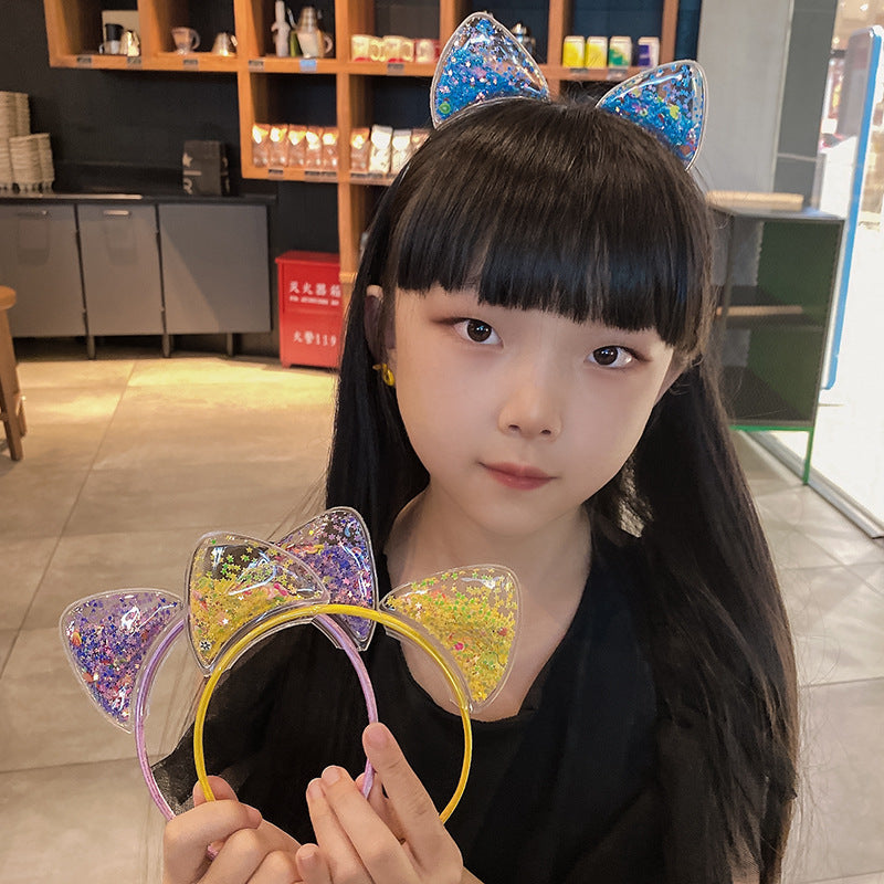 Korean version of the cute cat ear hair band female net red dragonfly crown pressure hair children's headband Korean princess hair decoration fairy alfamoba