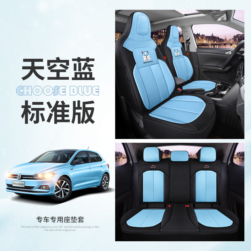 New special car custom applicable to Volkswagen POLO cartoon car seat belt breathable full package special car seat cover alfamoba