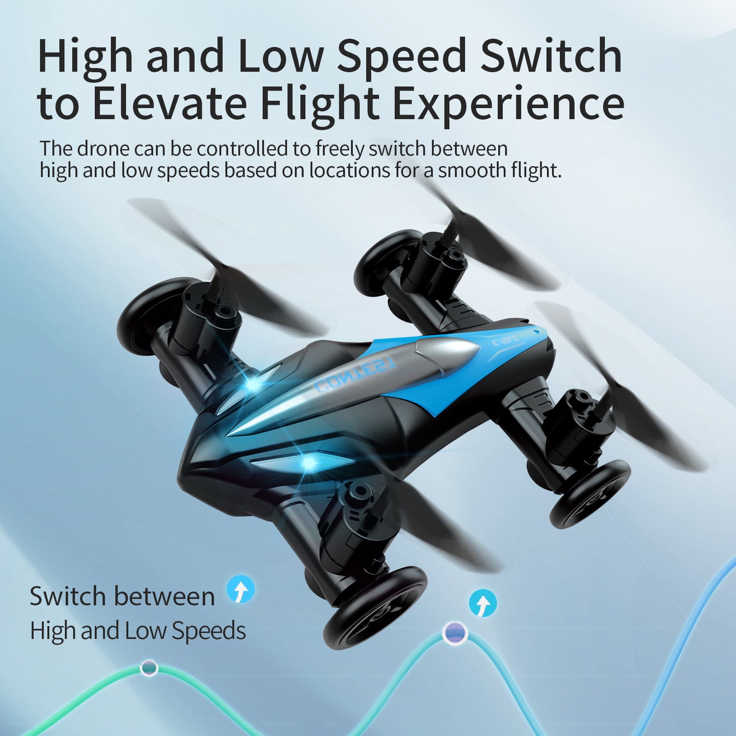 Cross-border Amazon remote control drone toy stunt landing air dual-use four-axis aircraft can be set to take off alfamoba