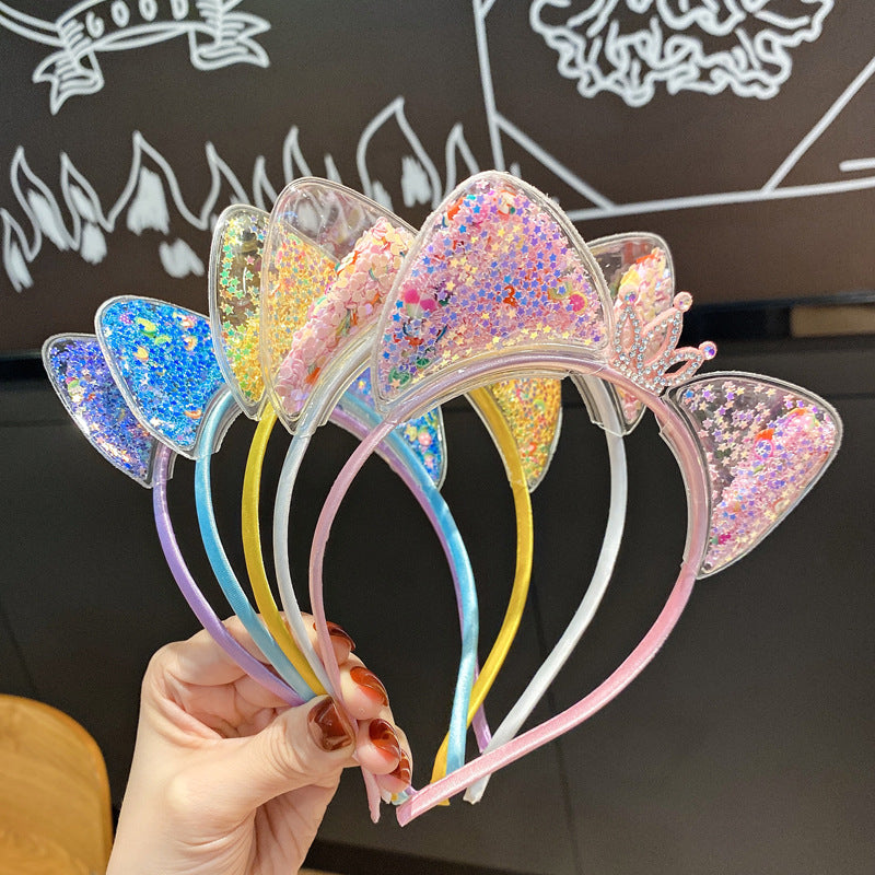 Korean version of the cute cat ear hair band female net red dragonfly crown pressure hair children's headband Korean princess hair decoration fairy alfamoba