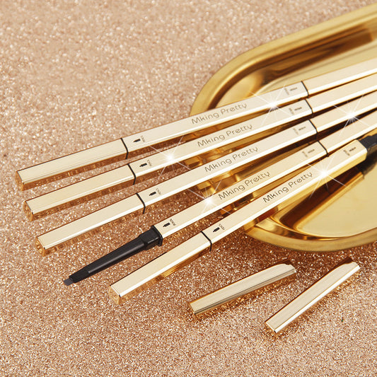 Electroplating small gold bars eyebrow pencil double small gold chopsticks triangular eyebrow pen waterproof lasting non-detail fine head beginners students alfamoba