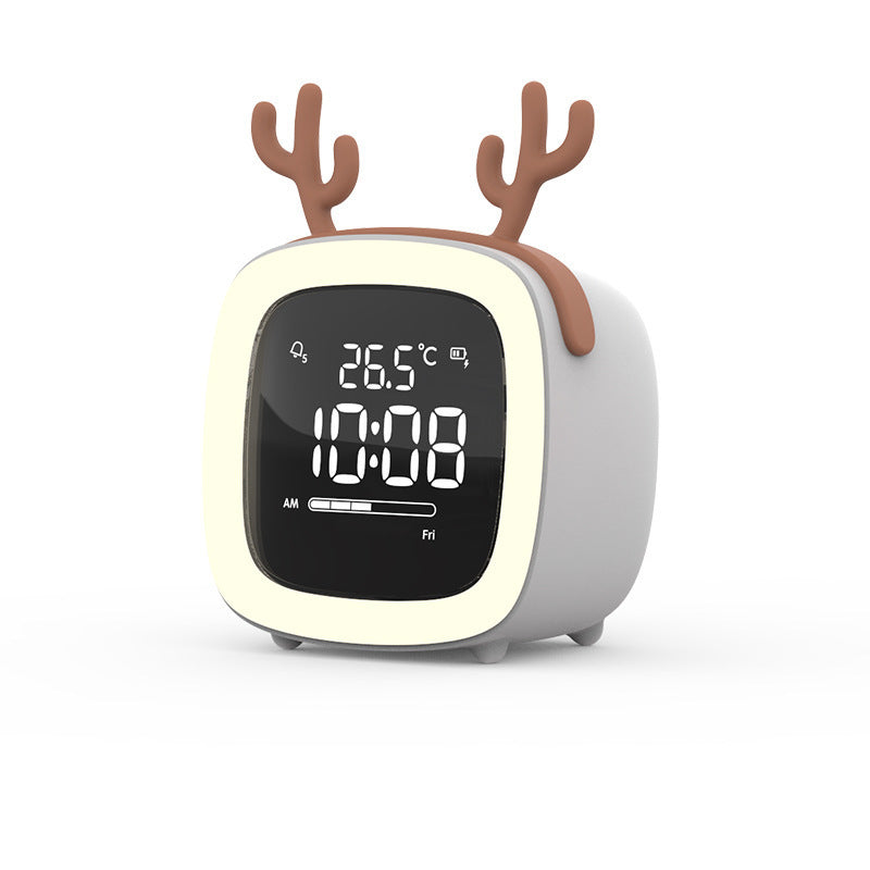 Cross-border new cute pet TV alarm clock creative student lazy dormitory digital clock USB charging student alarm clock alfamoba