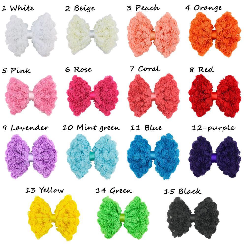 Medium 10cm Stereo Rose Chiffon Bow 6 Row Lace Bow DIY Children's Head Flower Ornament alfamoba