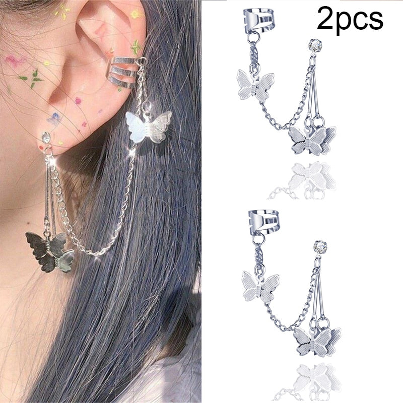 LATS Silver Color Leaves Clip Earrings for Women Men Creative Simple C Ear Cuff Non-Piercing Ear Ear Clip Set Trend Jewelry Gift alfredo.barrella7