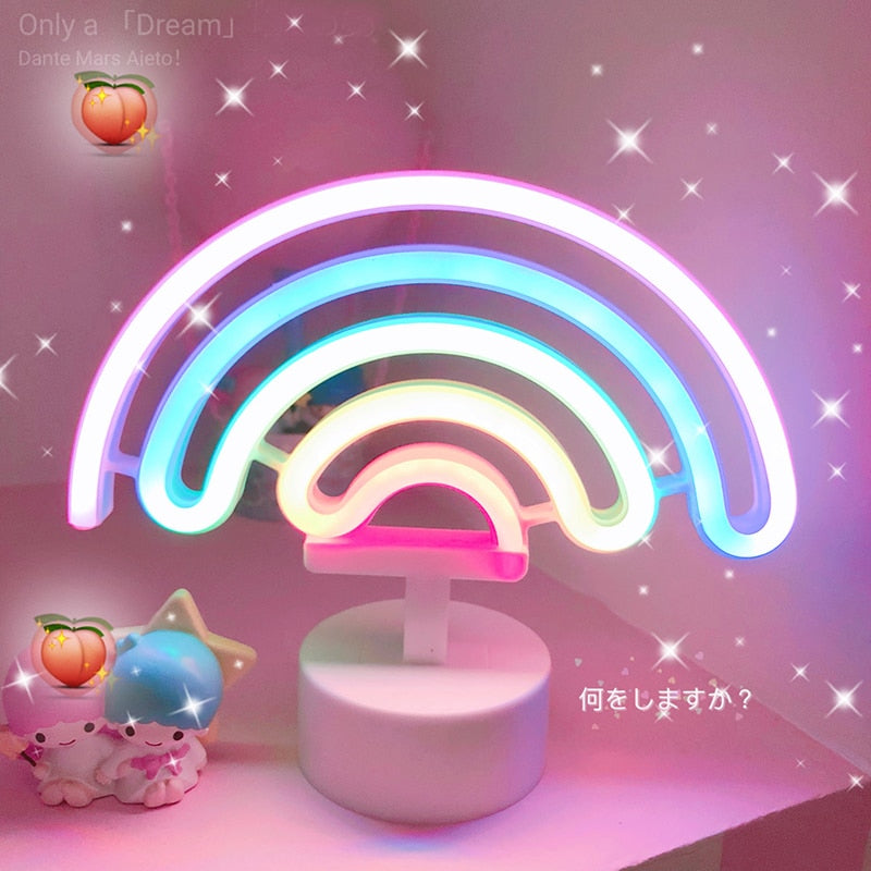 Rainbow Unicorn Neon Led Night Lamp Girls Bedroom Warm Night Light Room Decoration 3d Acrylic Table Desk Lamp Gifts alfredo.barrella7