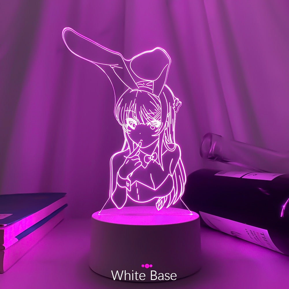 3D Illusion Led Nightlights ANIME Light Lamp Multi Color Changing Lampara BUNNY GIRL SENPAI MAI SAKURAJIMA KAWAII For Xmas Gift alfamoba