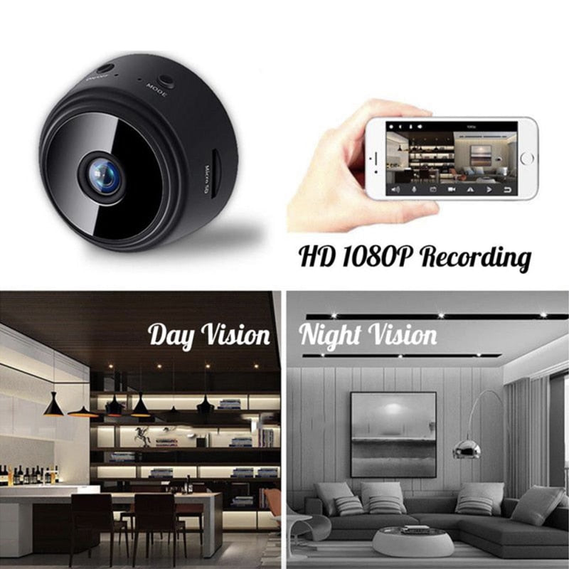 A9 Mini caméra de Surveillance IP WiFi HD 1080p  Micro enregistreur vocal sans fil, Version nocturne alfamoba