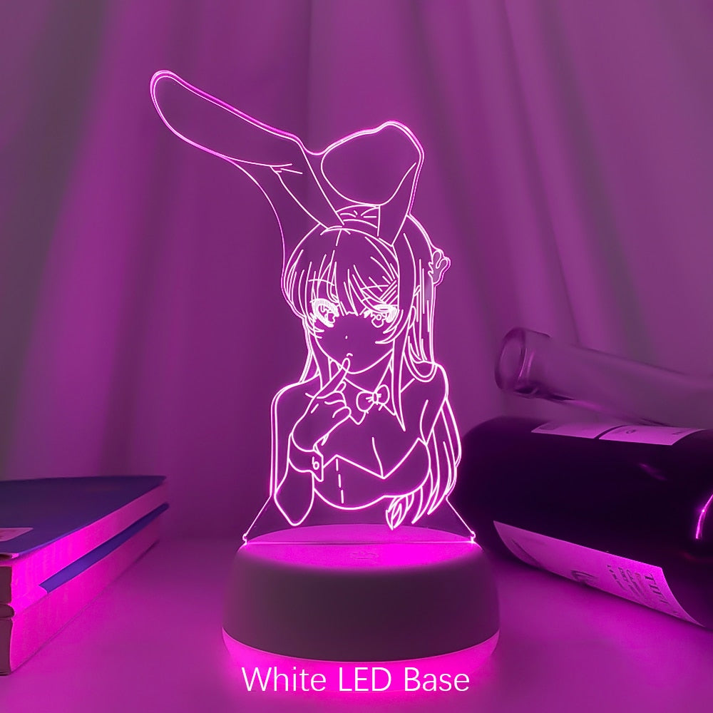 3D Illusion Led Nightlights ANIME Light Lamp Multi Color Changing Lampara BUNNY GIRL SENPAI MAI SAKURAJIMA KAWAII For Xmas Gift alfamoba