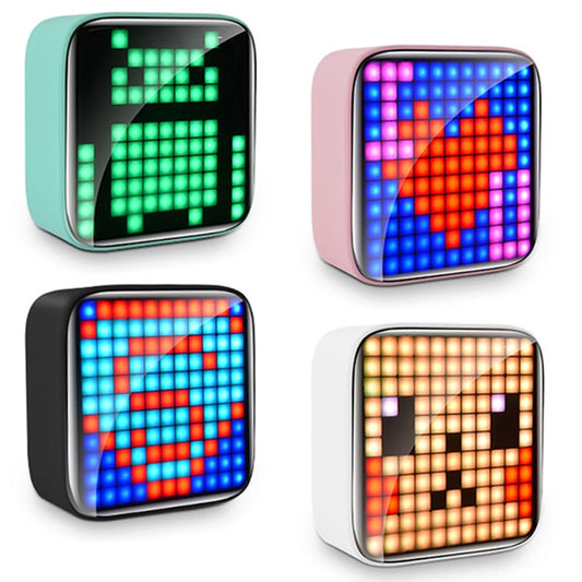 Retro Pixel Art Portable Bluetooth Speaker LED Display Board for Cute Gift Home Light Decoration Mini Hifi speaker alfamoba