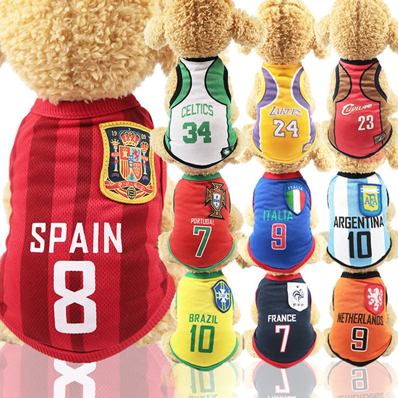 Dog Shirt Cat Clothes Ventilate for Big Dog Puppy Summer Clothes World Cup Jersey Spring Summer Dog Vest Sweatshirt chihuahua alfamoba