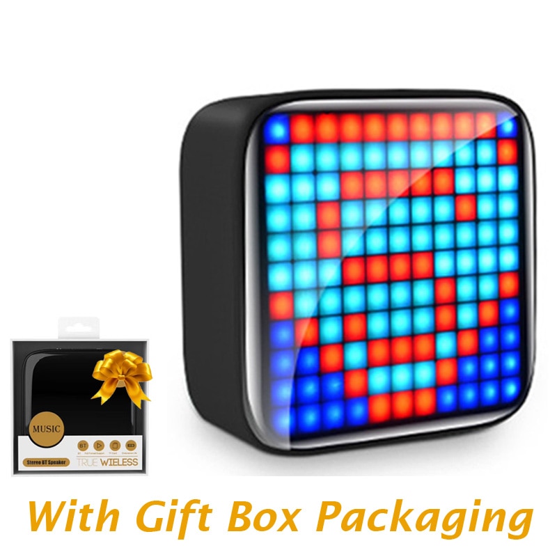 Retro Pixel Art Portable Bluetooth Speaker LED Display Board for Cute Gift Home Light Decoration Mini Hifi speaker alfamoba