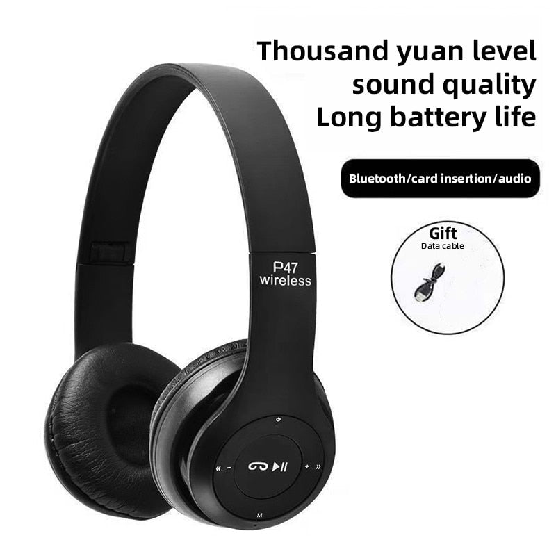 Stereo P47 Headset 5.0 Bluetooth Headset Folding Series Wireless Sports Game Headset for HuaWei XiaoMi alfamoba