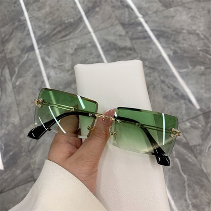 Vintage Fashion 2021 New Sunglasses Rimless Frameless Rectangle Shades Gradient UV400 Summer Traveling Sun Glasses for Women alfredo.barrella7