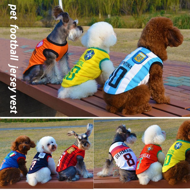 Dog Shirt Cat Clothes Ventilate for Big Dog Puppy Summer Clothes World Cup Jersey Spring Summer Dog Vest Sweatshirt chihuahua alfamoba