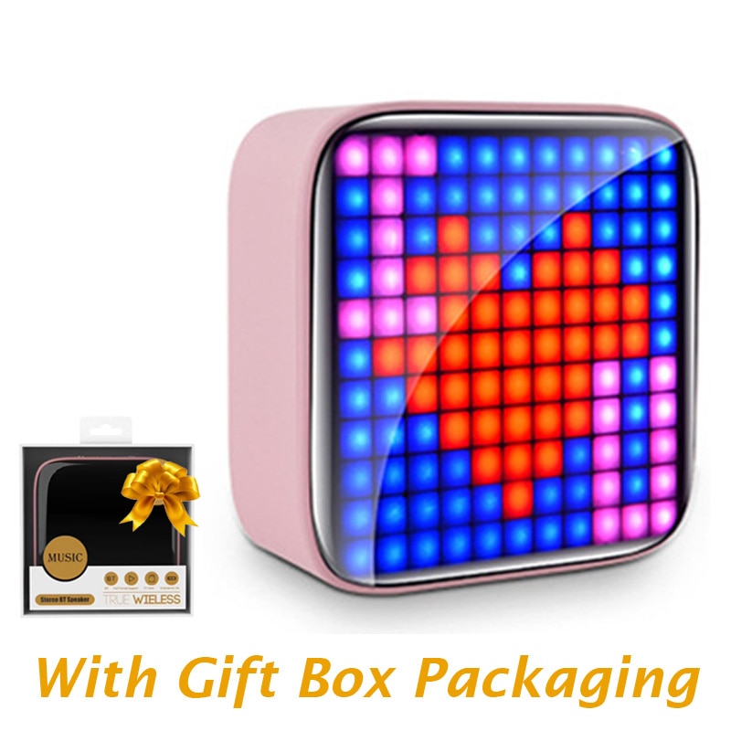 Retro Pixel Art Portable Bluetooth Speaker LED Display Board for Cute Gift Home Light Decoration Mini Hifi speaker alfamoba