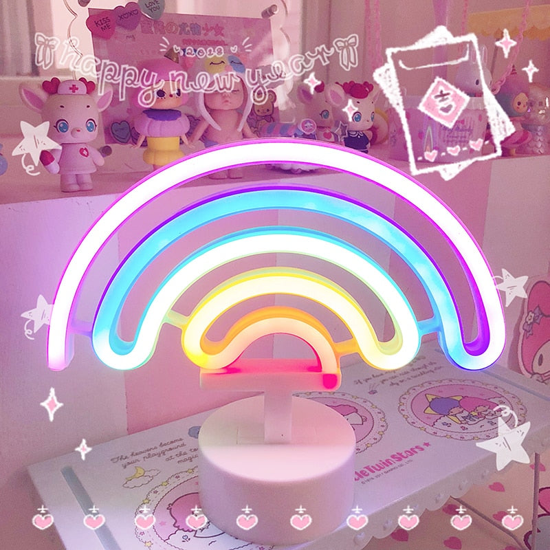 Rainbow Unicorn Neon Led Night Lamp Girls Bedroom Warm Night Light Room Decoration 3d Acrylic Table Desk Lamp Gifts alfredo.barrella7