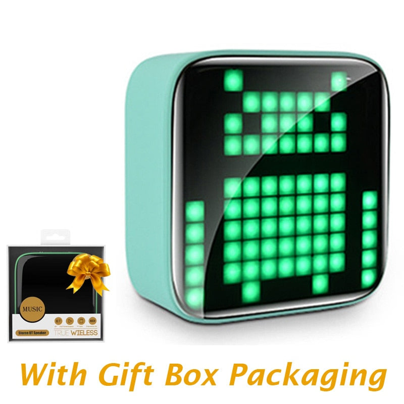 Retro Pixel Art Portable Bluetooth Speaker LED Display Board for Cute Gift Home Light Decoration Mini Hifi speaker alfamoba