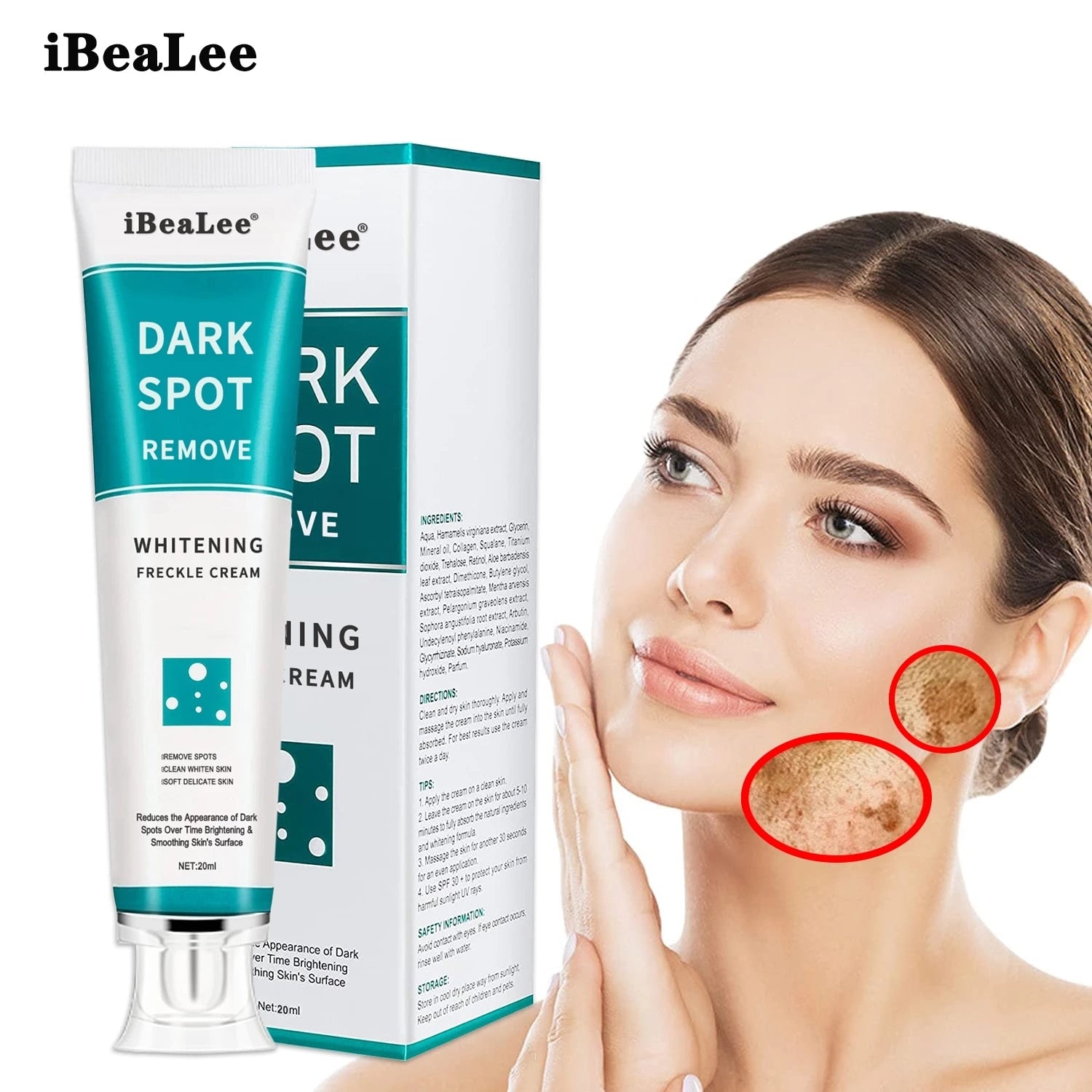 iBeaLee Whitening Freckle Cream Remove Melasma Acne Spot Pigment Melanin Dark Spots Whitening Moisturizing Cream Skin Care alfredo.barrella7